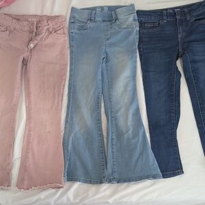Set of Three Girls' Jeans in Pink and Blue